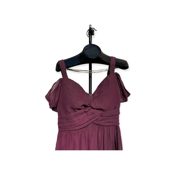 Venus Marron Sheer Cold Shoulder Formal Midi Dress size 14 - Picture 4 of 11